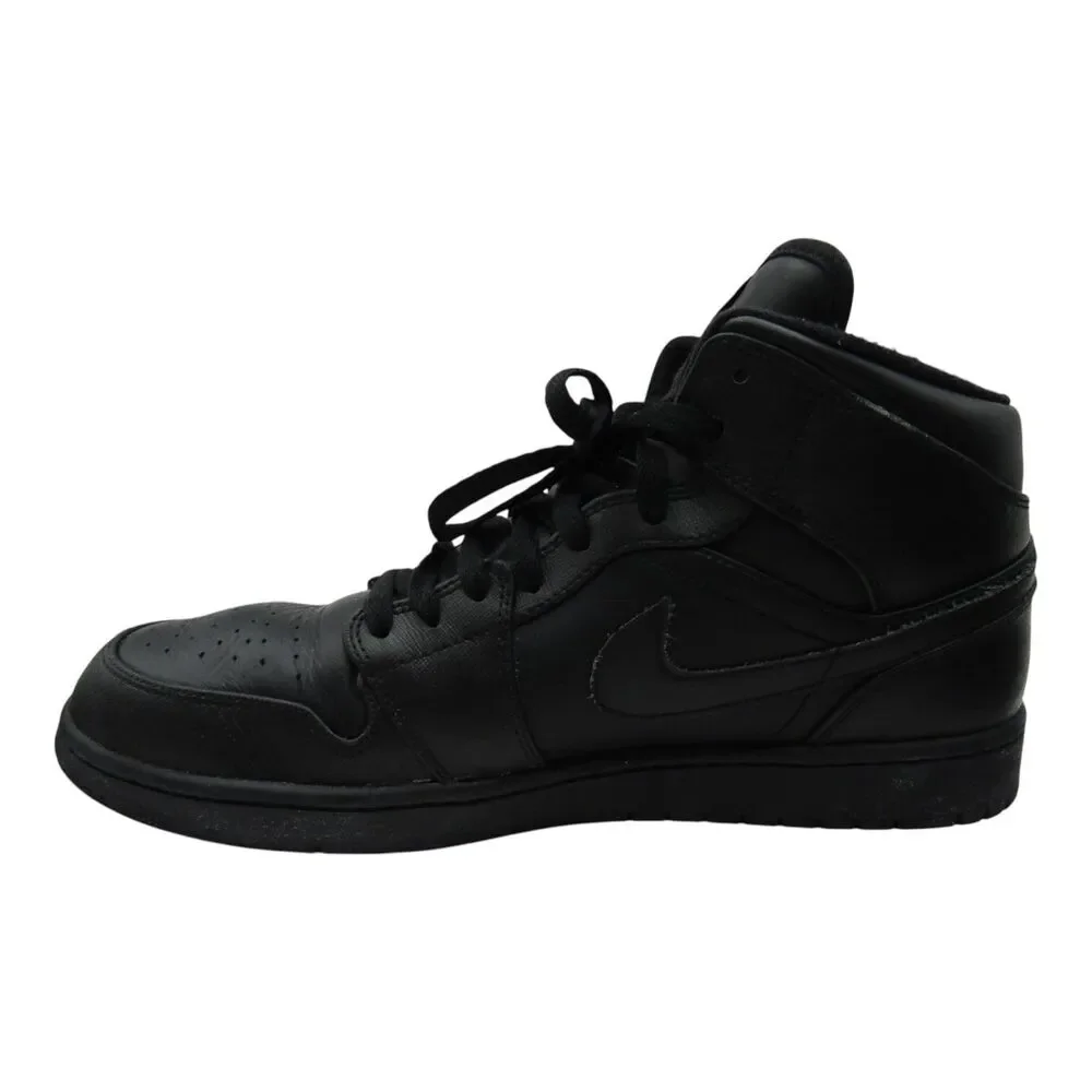 Nike Air Jordan 1 Mid Triple Black 554724-010 Men's Shoes Size 13